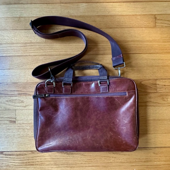 Boconi Slim Zipster Laptop Briefcase in Brown - Picture 2 of 13